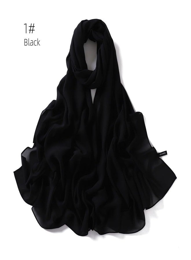 OVOY Sheer-Silk-Scarf for Women Black Long Scarf Chiffon Shawl Wrap for Evening Dresses Wedding Party Dress Accessory - Image 3